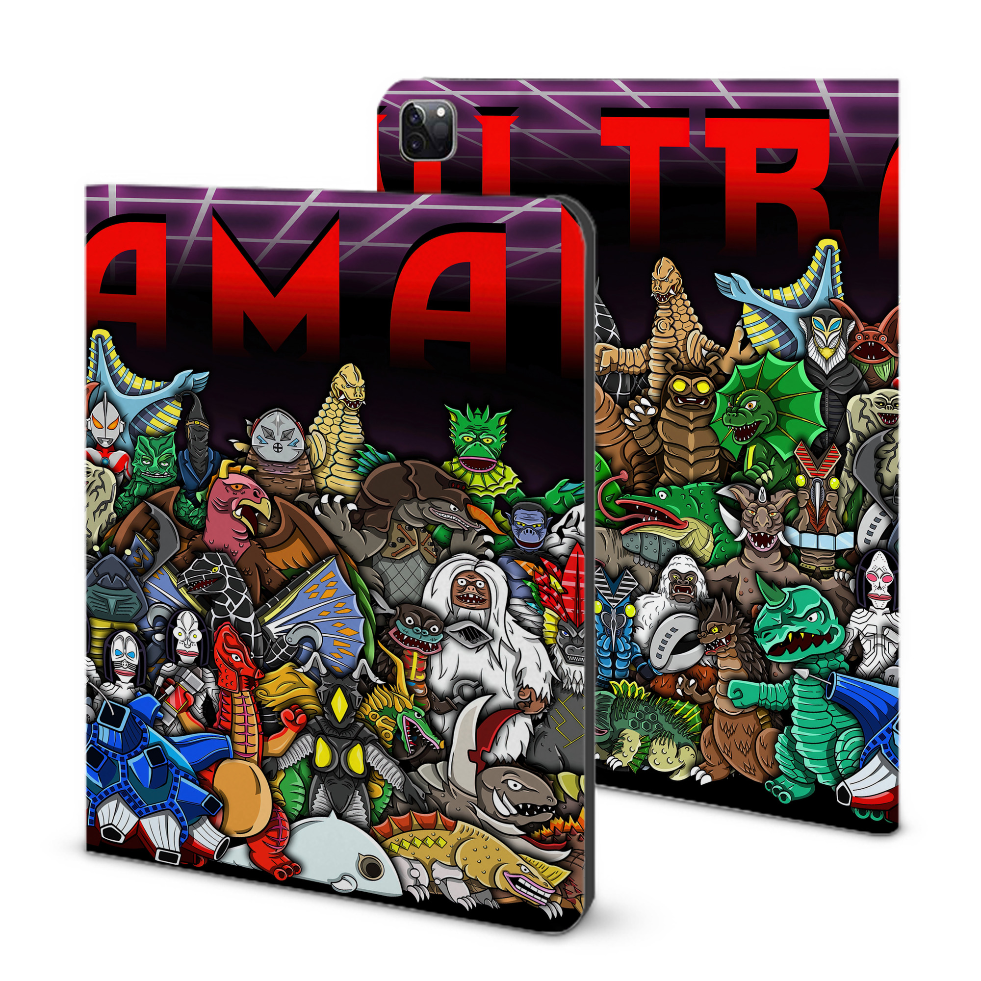 （画像用） ウルトラマン Ultraman IPad ケース ブック型 PUレザー TPU 耐衝撃 軽量 薄型 ペン収納なし 全面保護 IPad 各モデル対応